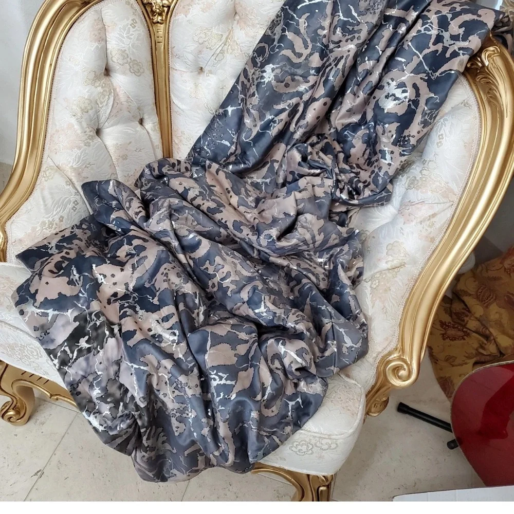 Callisto Home Velvet Metallic Foil King Size 3 Piece Luxury Duvet Cover Set New
